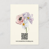 Paarse en Crème Bloemen Bordered Wedding Informatiekaartje (Achterkant)