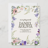 Paarse en Crème Bloemen Bordered Wedding Kaart (Voorkant)