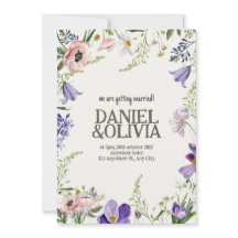 Paarse en Crème Bloemen Bordered Wedding