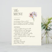 Paarse en Crème Bloemen Bordered Wedding Menu (Staand voorkant)