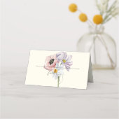 Paarse en Crème Bloemen Bordered Wedding Plaatskaartje (Achterkant)