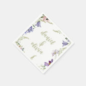 Paarse en Crème Bloemen Bordered Wedding Servet (Hoek)