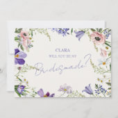 Paarse en Crème Bloemen Bordered WeddingBridesmade Kaart (Voorkant)