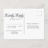 Paarse en Crème Bloemige Trouw-Huwelijk RSVP Maalt Uitnodiging Briefkaart (Achterkant)