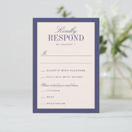 Paarse en crème Classic Elegant Wedding RSVP Kaartje