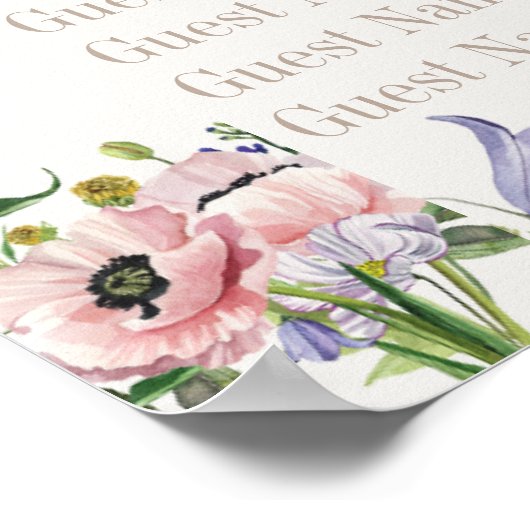 Paarse en Crème Floral Bordered Seating Charts Poster (Hoek)