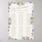 Paarse en Crème Floral Bordered Seating Charts Poster (Voorkant)
