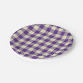 Paarse en Crème Gingham Pattern Papieren Bordje (Gekanteld)