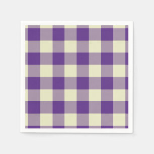 Paarse en Crème Gingham Pattern Servetten