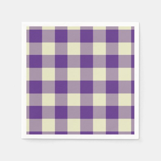 Paarse en Crème Gingham Pattern Servetten (Voorkant)