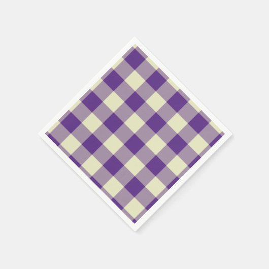 Paarse en Crème Gingham Pattern Servetten (Hoek)