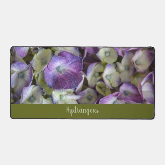 Paarse en Crème Hydrangea Botanische Fotografie Bureaumat (Voorkant)