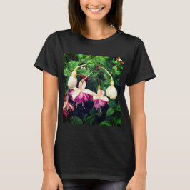 Paarse en crèmebloemen t-shirt