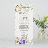 Paarse en crèmekleurige bloemige huwelijksprogramm (Staand voorkant)