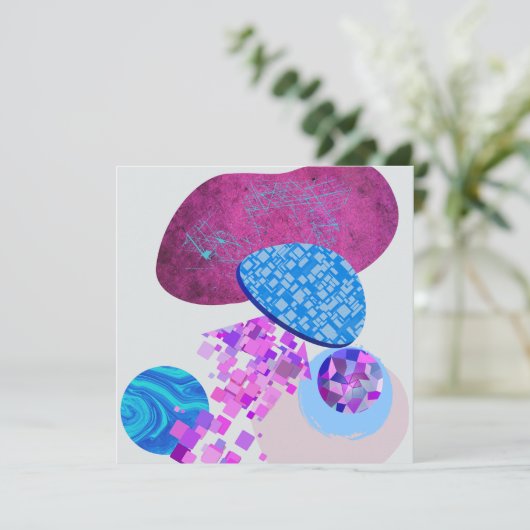 Paarse en cyaan moderne vormen (Staand voorkant)