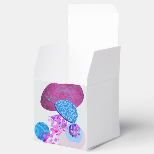 Paarse en cyaan moderne vormen bedankdoosjes (Geopend)