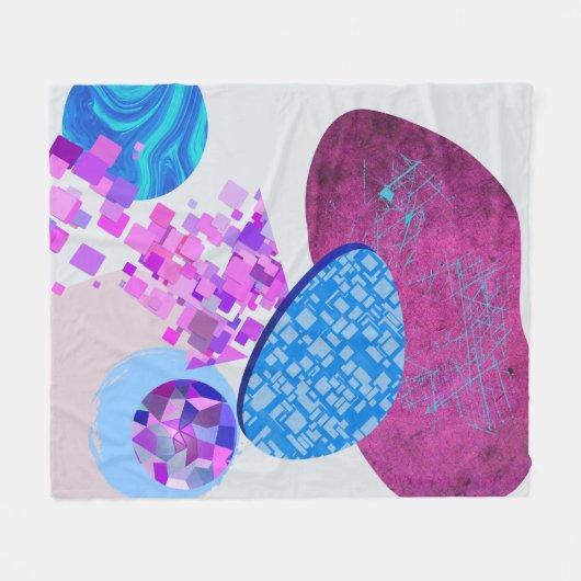 Paarse en cyaan moderne vormen fleece deken (Voorkant (Horizontaal))