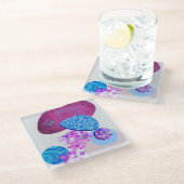 Paarse en cyaan moderne vormen glazen onderzetter (Schuin)