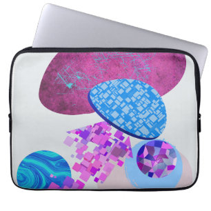 Paarse en cyaan moderne vormen laptop sleeve