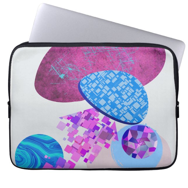 Paarse en cyaan moderne vormen laptop sleeve (Voorkant)
