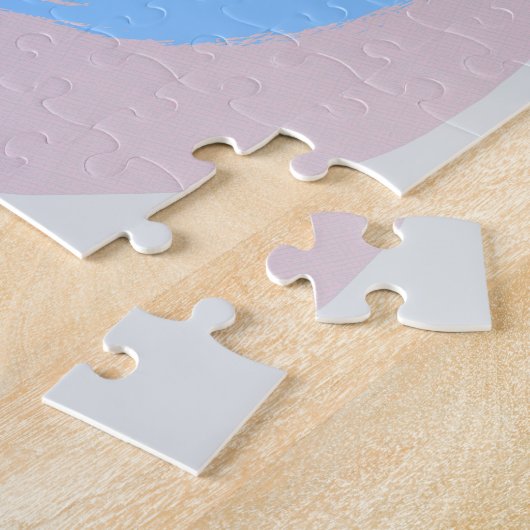 Paarse en cyaan moderne vormen legpuzzel (Zijkant)