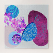 Paarse en cyaan moderne vormen legpuzzel (Horizontaal)