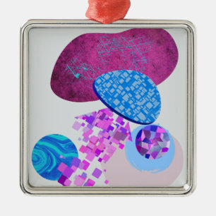 Paarse en cyaan moderne vormen metalen ornament