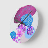 Paarse en cyaan moderne vormen ronde klok (Hoek)