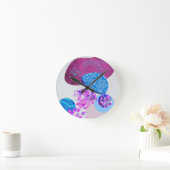 Paarse en cyaan moderne vormen ronde klok (Huis)