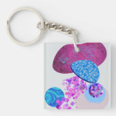 Paarse en cyaan moderne vormen sleutelhanger (voorkant)