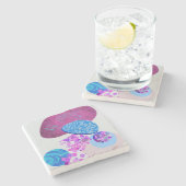 Paarse en cyaan moderne vormen stenen onderzetter (Zijkant)