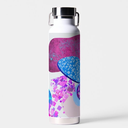 Paarse en cyaan moderne vormen waterfles (Voorkant)