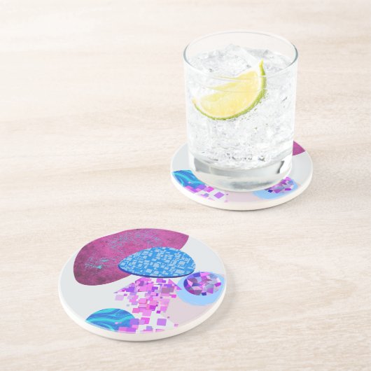 Paarse en cyaan moderne vormen zandsteen onderzetter (Zijkant)