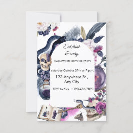 Paarse en donkerblauwe Waterverf Halloween Kaart