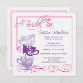 Paarse en donkerroze bridal Shower Invitation - Te Kaart (Voorkant / Achterkant)