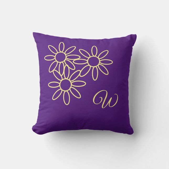  Paarse en eenvoudige platte monogram Kussen (Voorkant)