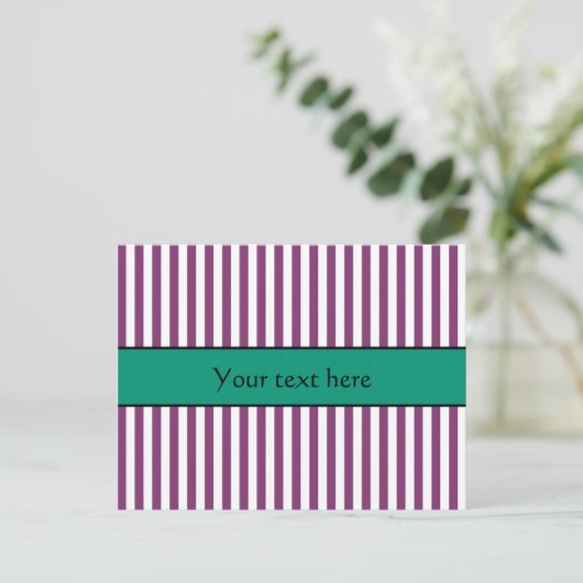 Paarse en Emerald Green Stripes Pattern Briefkaart (Staand voorkant)