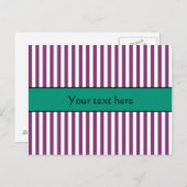 Paarse en Emerald Green Stripes Pattern Briefkaart (Voorkant / Achterkant)