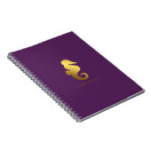 Paarse en Faux Gold Foil Seahorse gepersonaliseerd Notitieboek (Rechterzijde)