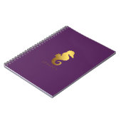 Paarse en Faux Gold Foil Seahorse gepersonaliseerd Notitieboek (Linkerzijde)
