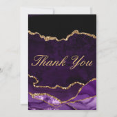 Paarse en Faux Gold Glitter Agate Wedding Bedankkaart (Achterkant)