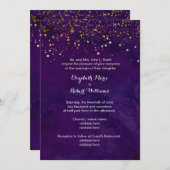 Paarse en Faux Gold Glitter Kaart (Voorkant / Achterkant)