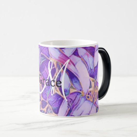 Paarse en faux goudbloem Mok (Voorkant rechts)