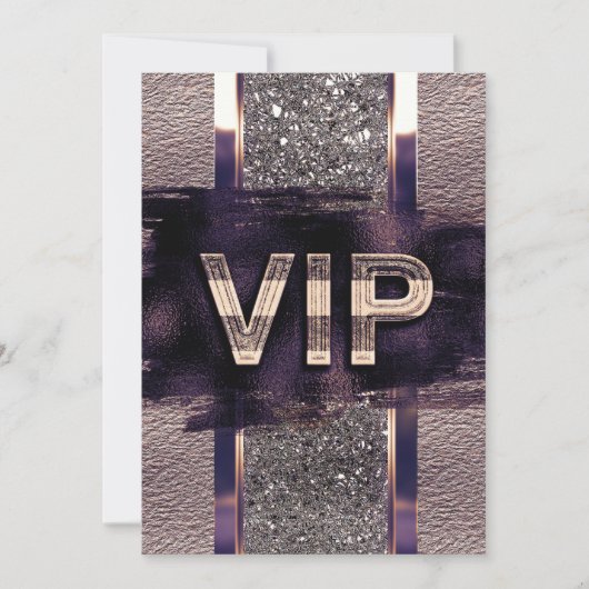 Paarse en Faux metallische VIP-partijuitnodiging Kaart (Voorkant)