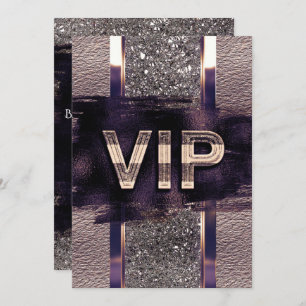 Paarse en Faux metallische VIP-partijuitnodiging Kaart