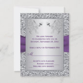 Paarse en FAUX Silver Foil Floral RSVP-kaart RSVP Kaartje (Achterkant)