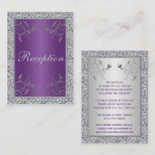 Paarse en FAUX Zilveren Folie Bloemen Behuizing Ka Informatiekaartje (Voorkant / Achterkant)