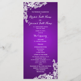 Paarse en  Floral Lace Wedding Program Programmakaart