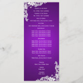 Paarse en  Floral Lace Wedding Program Programmakaart (Achterkant)