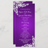 Paarse en  Floral Lace Wedding Program Programmakaart (Voorkant / Achterkant)